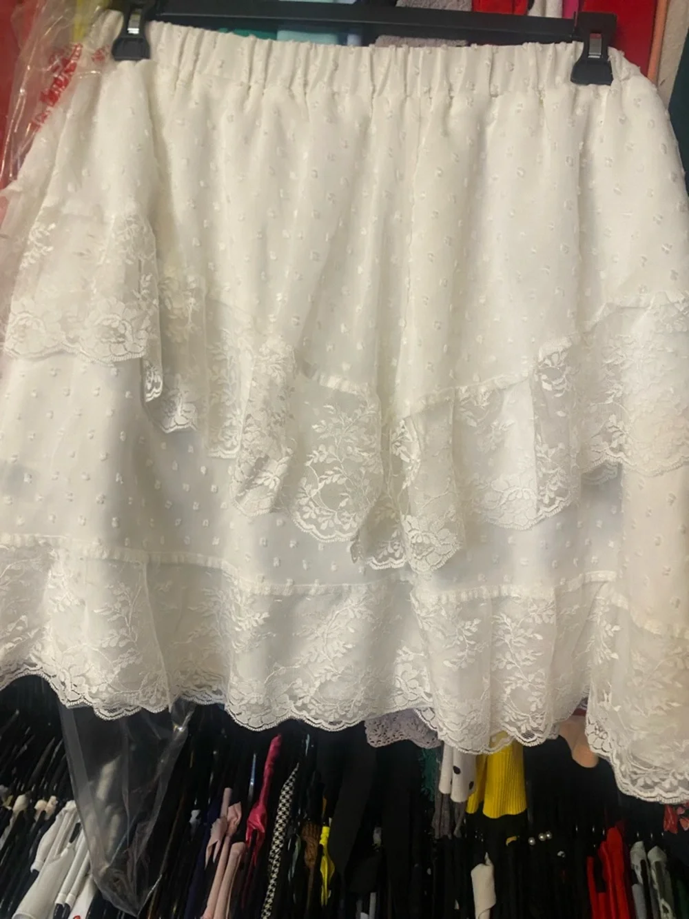 SHEIN White Lace Tiered Mini Skirt - Picture 4 of 4